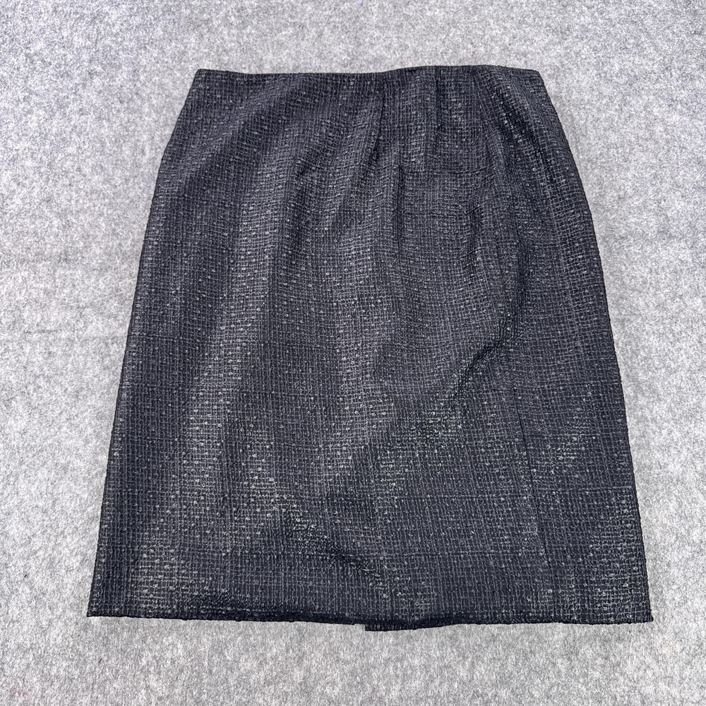 Carolina Herrera Skirt Womens 8 Black Textured Pencil Silk Lined Made in USA
